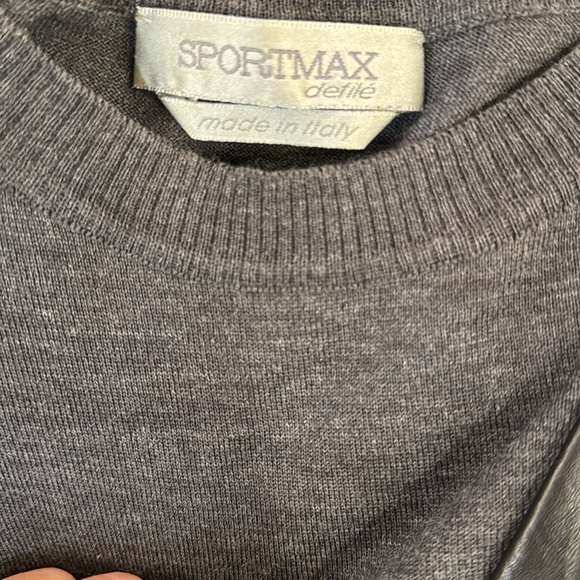 Sportmax defile mixed media wool leather structured dress with shoulderpads IT44 - Picture 11 of 17